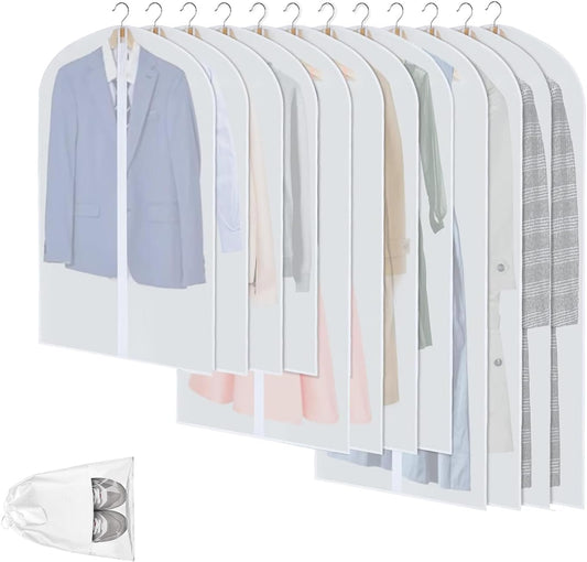 12-Pack Clear PEVA Garment Storage Bags