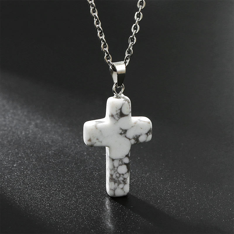 Seraphina Cross Necklace - Howlite
