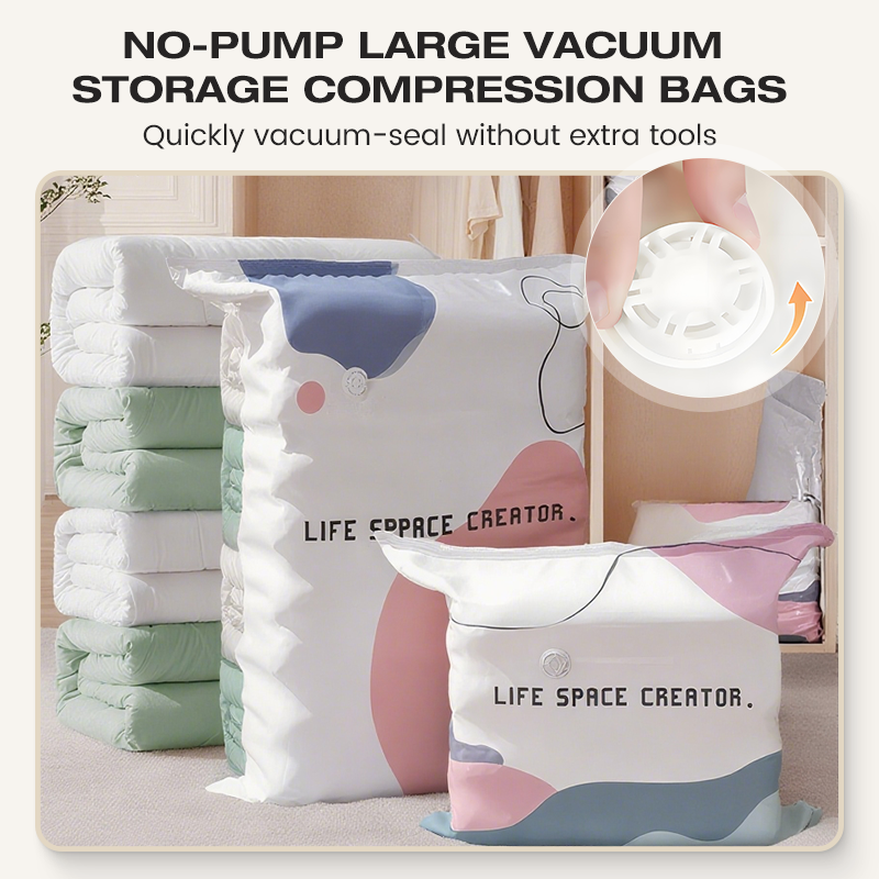 Vacuum Storage Bags – 75% Space Saving, Pump-Free & Reusable