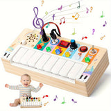 Wooden Musical Learning Toy – 8 Piano Keys, Lights & Sounds for Babies 12m+