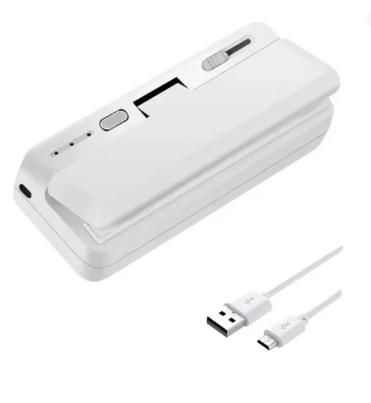 Mini Bag Sealer – USB Rechargeable, Built-In Cutter & Compact Design