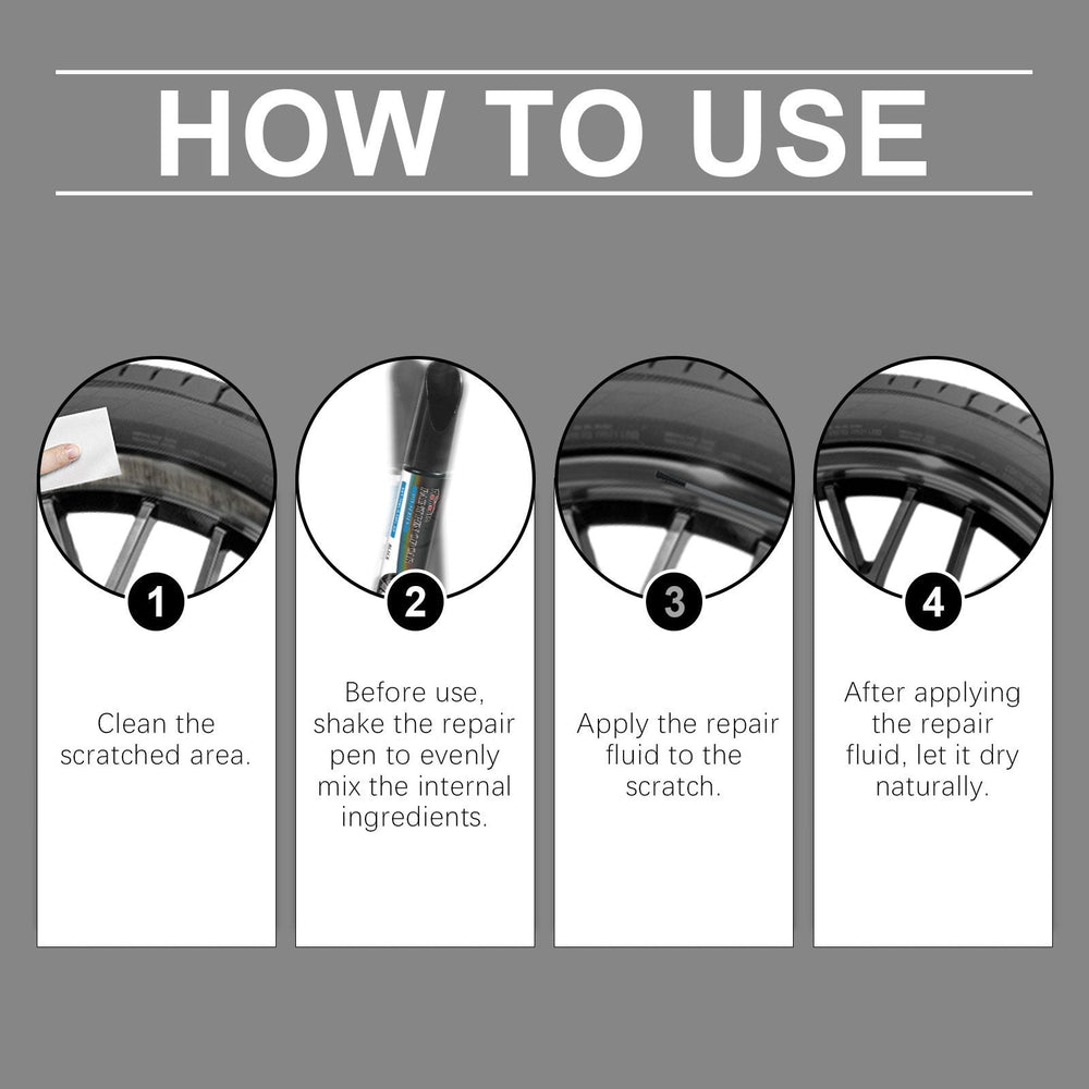 Wheel Rim Repair Paint Pen Set – Black, 3×10ml & Waterproof Touch-Up