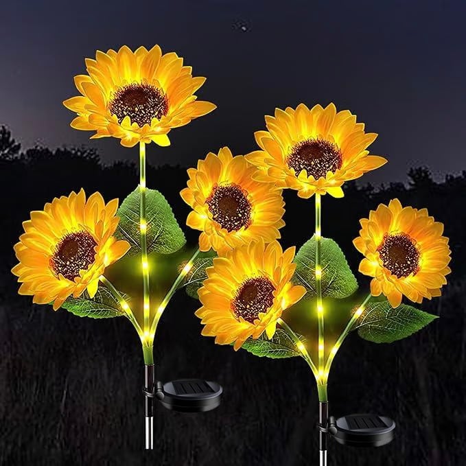 Solar Sunflower Garden Stake Light – IP65 Waterproof, 74 cm & Warm White LED