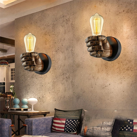 Wall Sconce Lamp – Industrial Resin, Hand-Shaped Design & E26 Base
