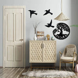 Tree of Life Metal Wall Art – Black Steel, Ø29cm & Bird Family Design