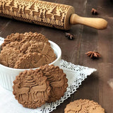 Christmas Embossing Rolling Pin – Engraved Pattern Roller for Cookies
