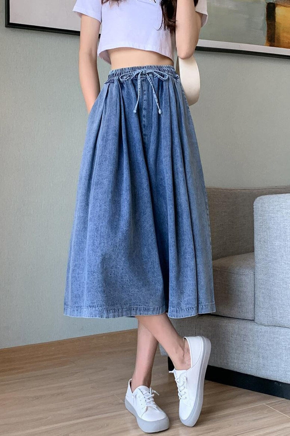 Plus-Size Fall Magic Denim Skirt-Pants - Stylish & Comfortable Women's Fashion