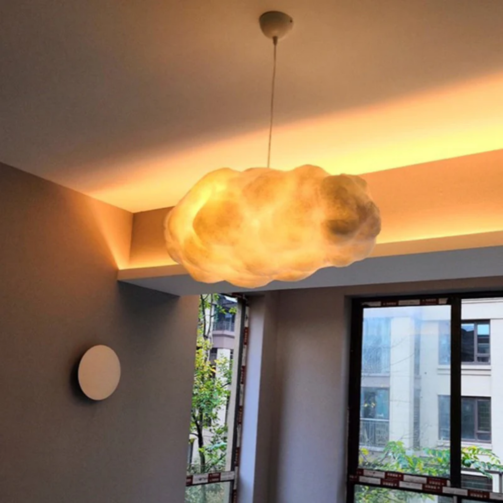 Nimbus Design Cloud LED Pendant Light - Modern White PVC & Cotton Fixture for Home Decor