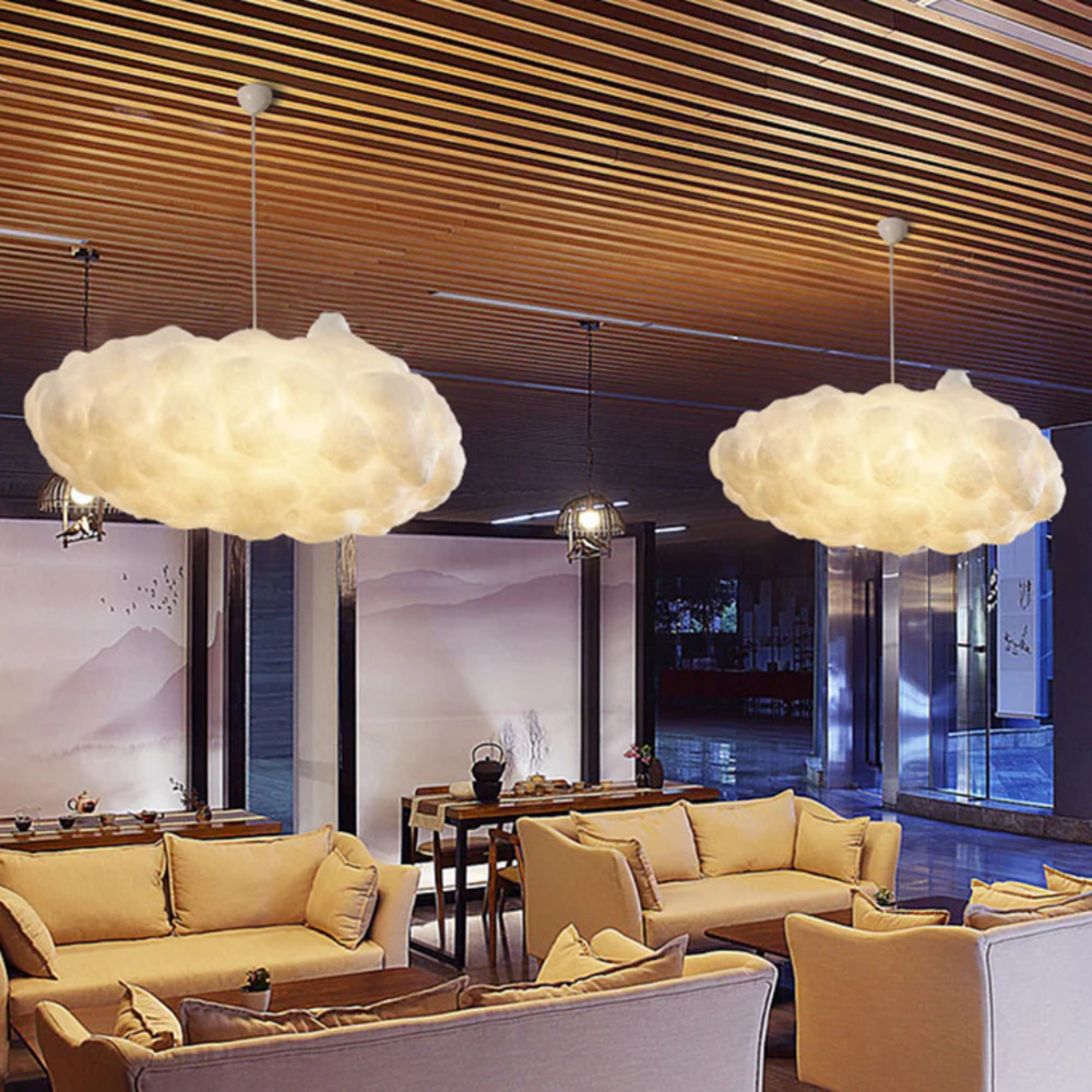Nimbus Design Cloud LED Pendant Light - Modern White PVC & Cotton Fixture for Home Decor