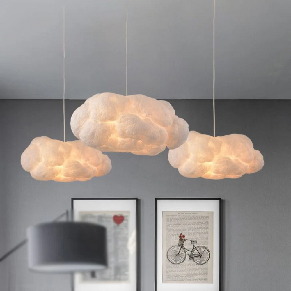 Nimbus Design Cloud LED Pendant Light - Modern White PVC & Cotton Fixture for Home Decor