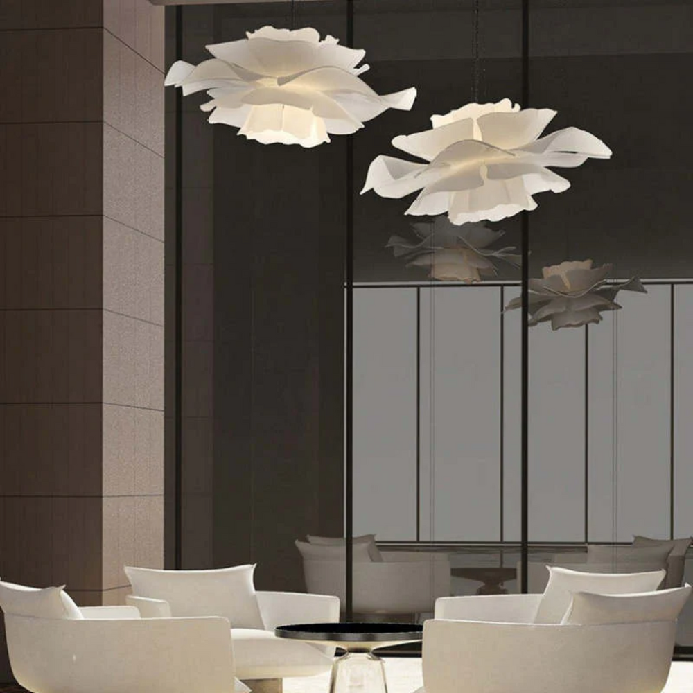 Elegant White Metal Flower Pendant Lamp - Sophia Design Lighting Fixture