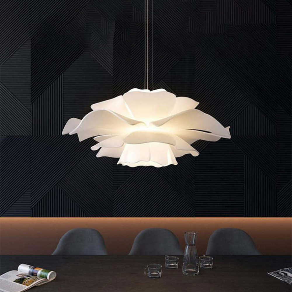 Elegant White Metal Flower Pendant Lamp - Sophia Design Lighting Fixture