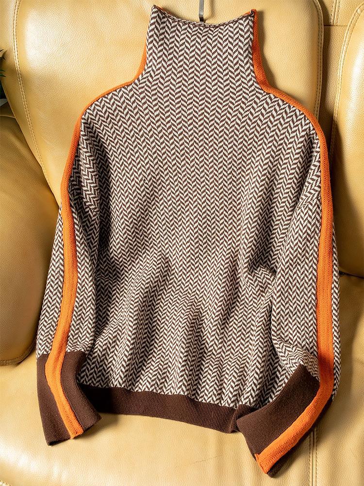 Clara Striped Turtleneck Sweater - Stylish & Cozy Women's Knitwear