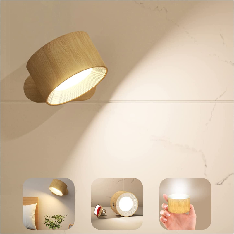 Wireless LED Wall Light – Touch Control, 360° Swivel Head & USB Rechargeable