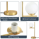 Modern Golden Table Lamp | White Glass Globe Design