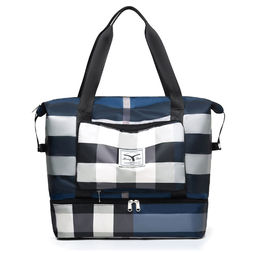 Foldable Travel Duffel Bag – Wet Compartment, 20-35L Capacity & Trolley Strap