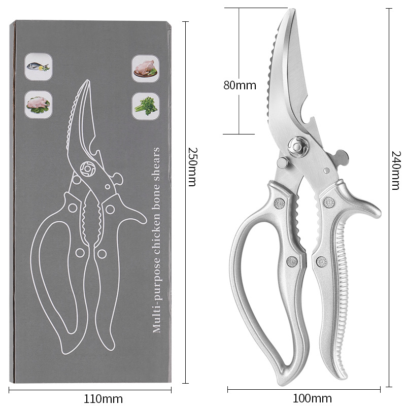 Multifunctional Kitchen Shears – 3Cr13 Stainless Steel, ABS Grip & Safety Lock