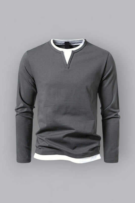 JACOB Long Sleeve Henley Shirt for Men - Stylish & Comfortable Casual Wear