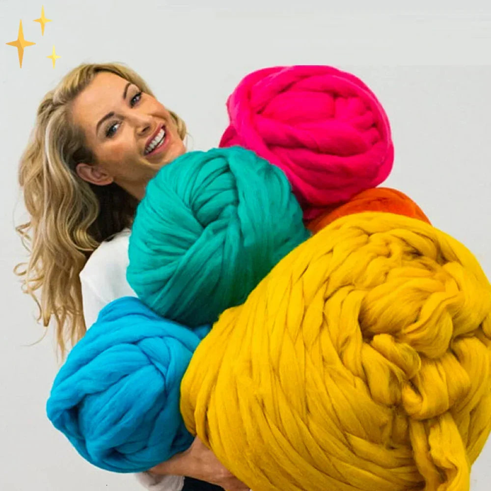 DIY Chunky XL 1000g Wool Yarn for Cozy Blankets - LuxeWool Premium Quality