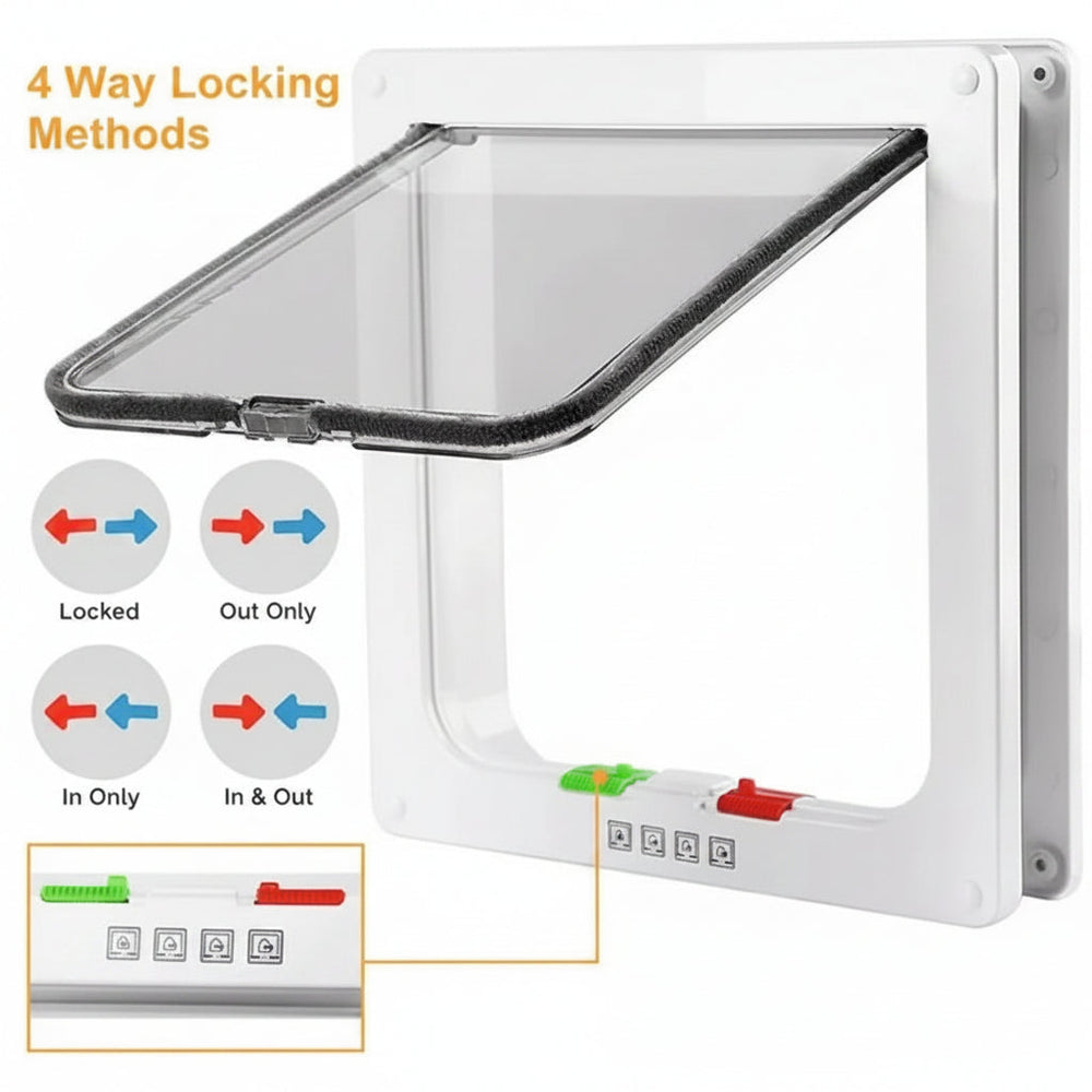 Dog & Cat Pet Door – 4-Way Locking, Weatherproof Design & Multiple Sizes