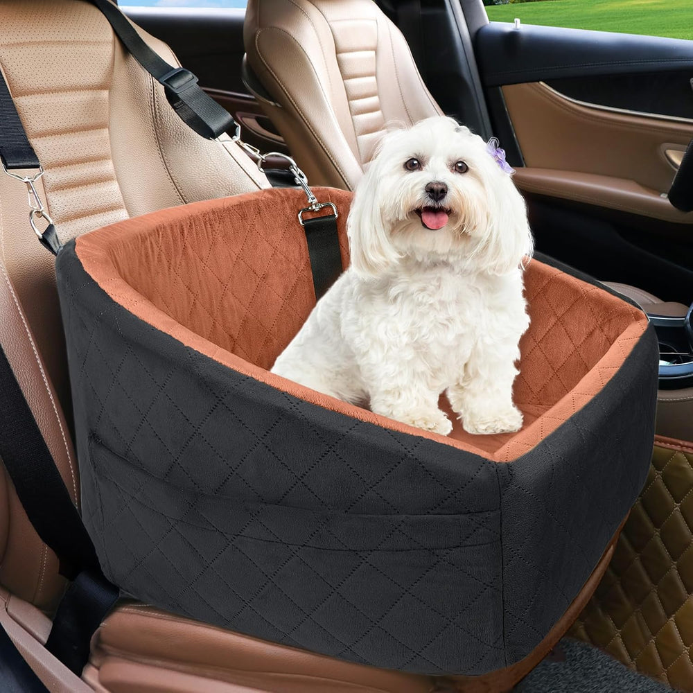 Dog Car Seat with Safety Belt & Convenient Storage Compartments - Pet Travel Seat for Dogs