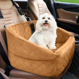 Dog Car Seat with Safety Belt & Convenient Storage Compartments - Pet Travel Seat for Dogs