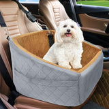 Dog Car Seat with Safety Belt & Convenient Storage Compartments - Pet Travel Seat for Dogs