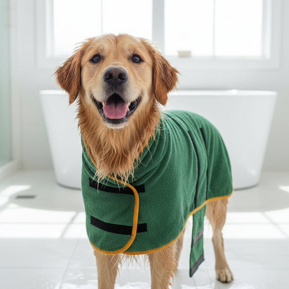 Dog Towel Drying Coat Adjustable Fit Pets Dog Bath Towel