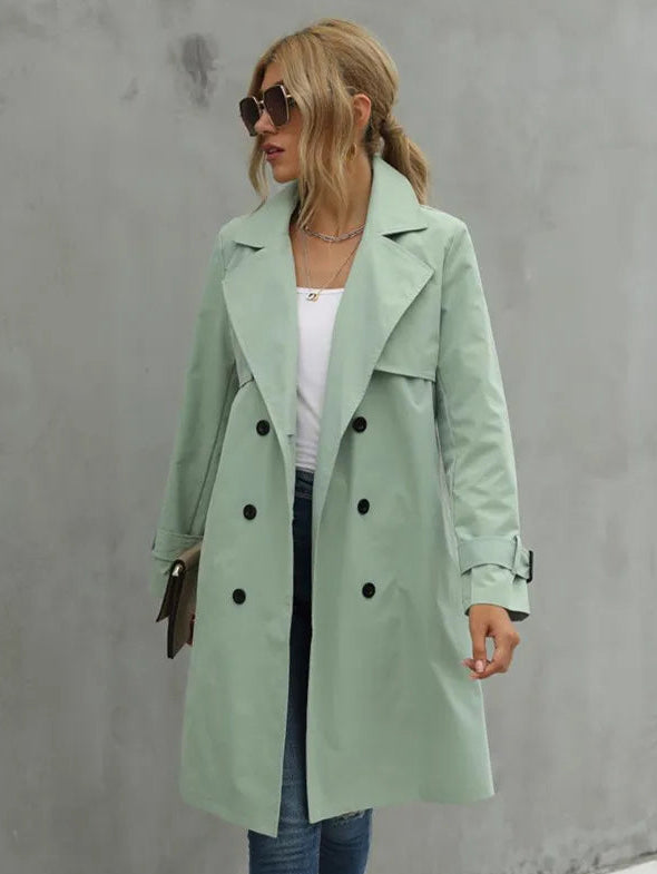 Women's belted trench coat, view 3