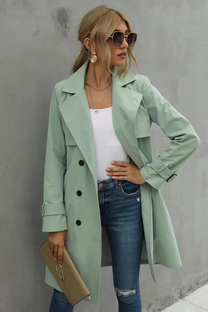 Women's belted trench coat, view 4