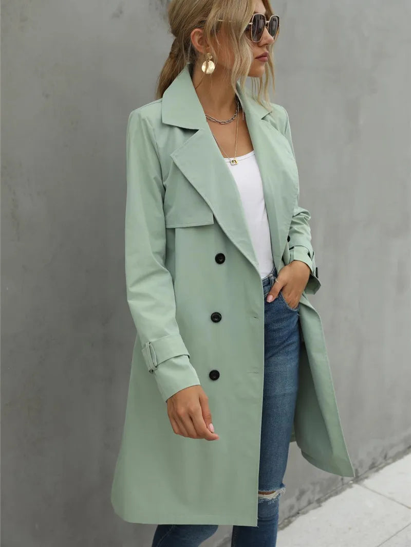 Women's belted trench coat, view 5