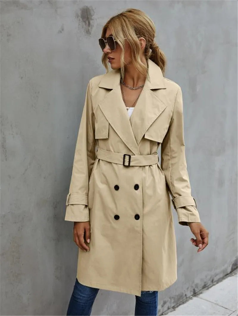 Women's belted trench coat, view 6