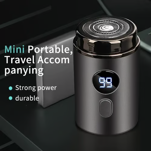 Men's Portable Electric Razor – LED Display, USB Rechargeable & Waterproof Stainless Steel