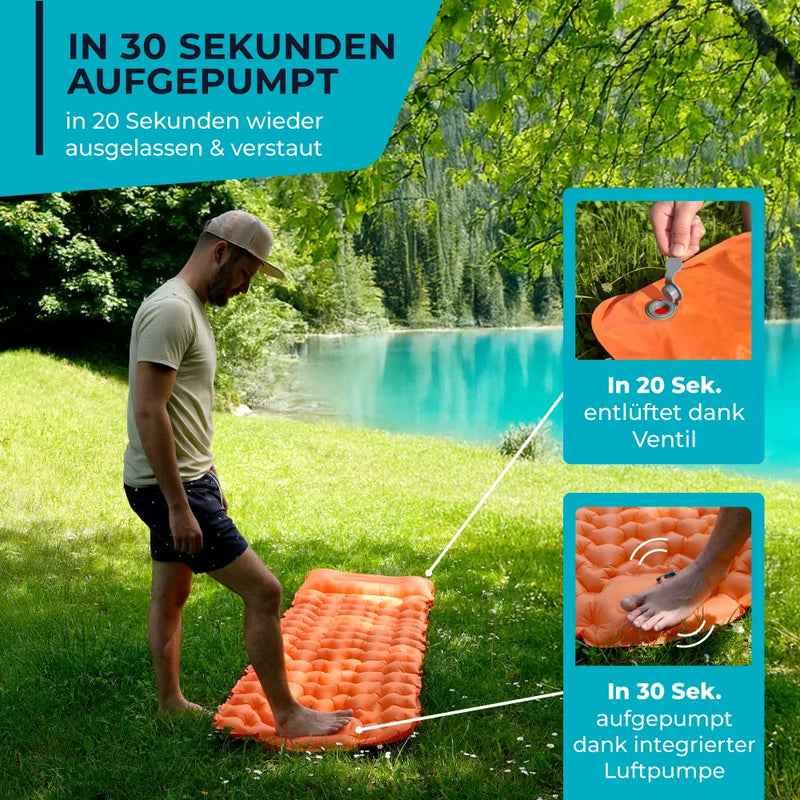 Ultralight Air Mattress – Built-In Pump, 8cm Thick & 30-Second Inflation