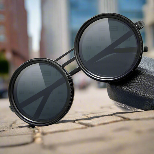 Adjustable Tint Sunglasses – Unisex, UV400 Protection, Metal Frame & Round Lens