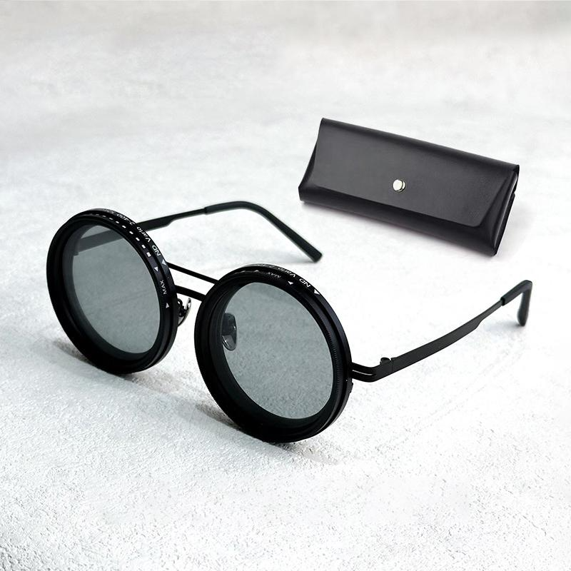Adjustable Tint Sunglasses – Unisex, UV400 Protection, Metal Frame & Round Lens