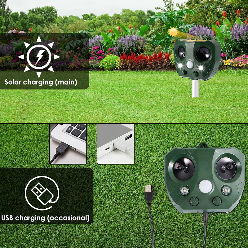 Ultrasonic Bird Repeller – Solar Powered & Outdoor Use