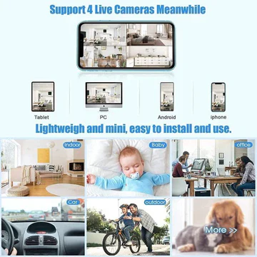 WiFi Security Camera – Mini Size, Magnetic Mount & Night Vision Recording