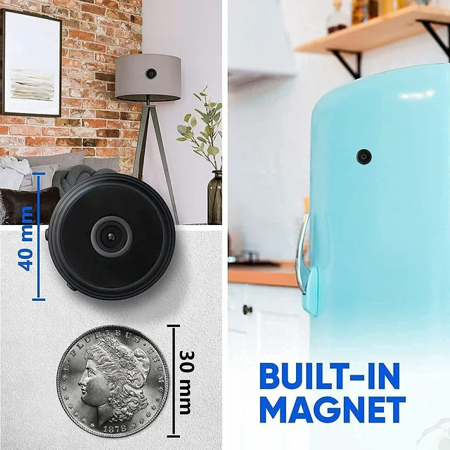 WiFi Security Camera – Mini Size, Magnetic Mount & Night Vision Recording
