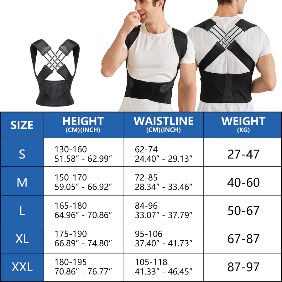 Posture Corrector Brace – Adjustable Straps, Back Support & Unisex Fit