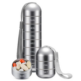 Pill Organizer – Aluminum, 7-Day Travel Case with Compartments