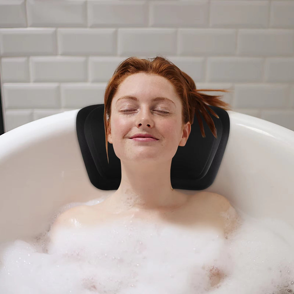 Non-Slip Bath Pillow – Suction Cup Grip, Waterproof PU & 31×18×9cm Ergonomic Fit