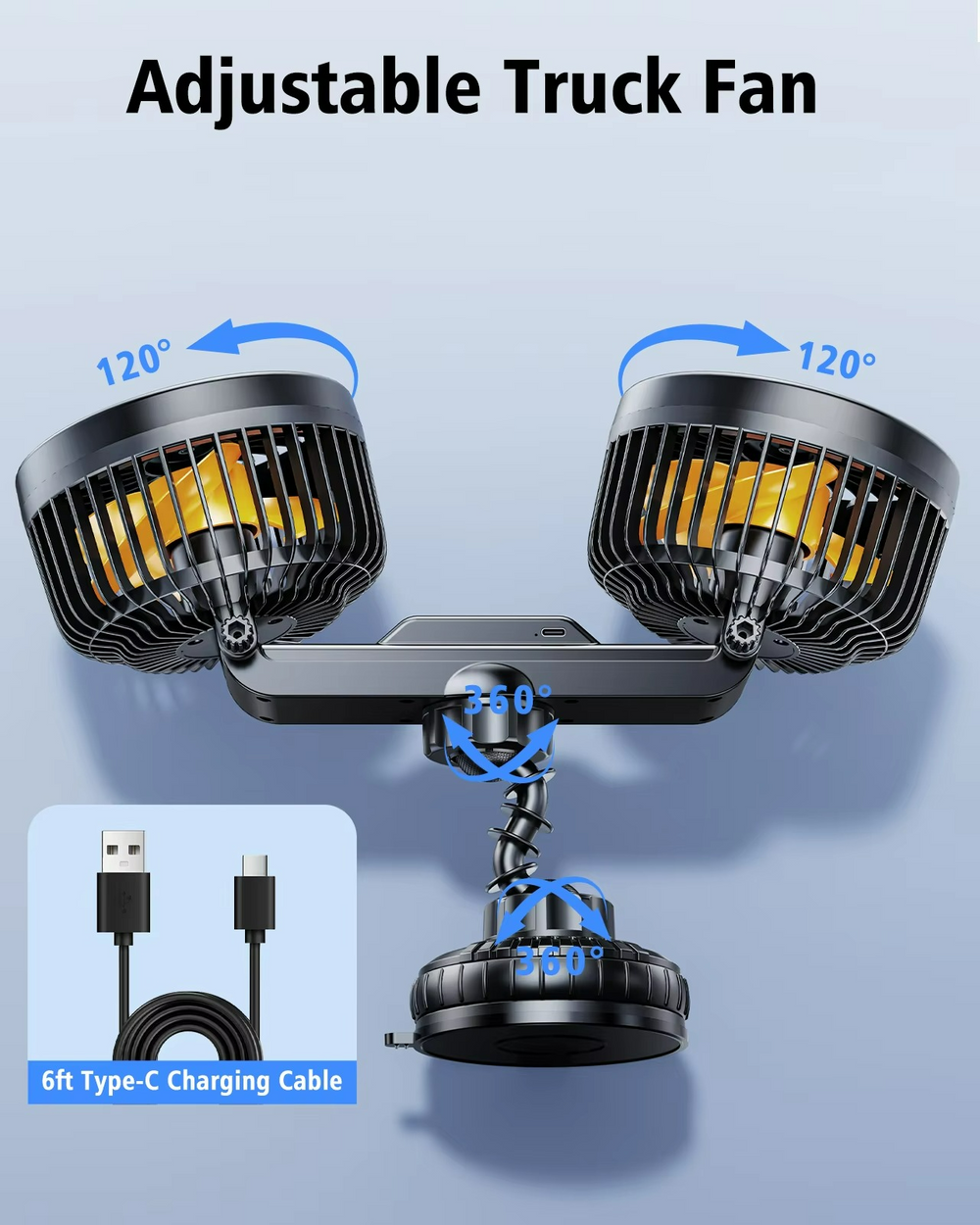 BowLift | AeroBreeze Car Fan | Wireless fan with 4000 mAh battery and 3 fan speeds