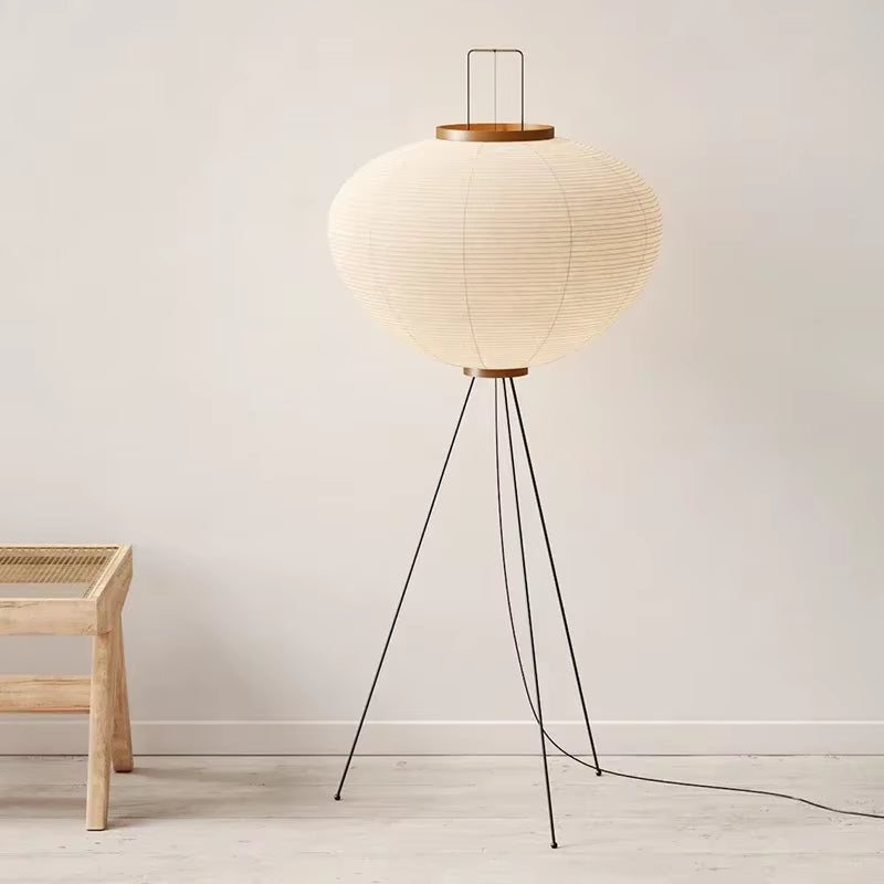 Rice Paper Floor Lamp – Japanese Tripod Design, 3 Light Temperatures & E27 Socket
