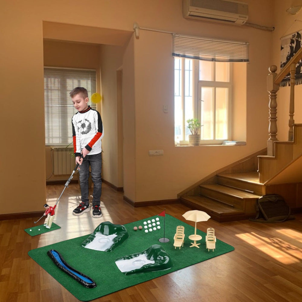 Indoor Mini Golf Set – 6 Interchangeable Clubs, Adjustable Course & Obstacles, Kids & Adults