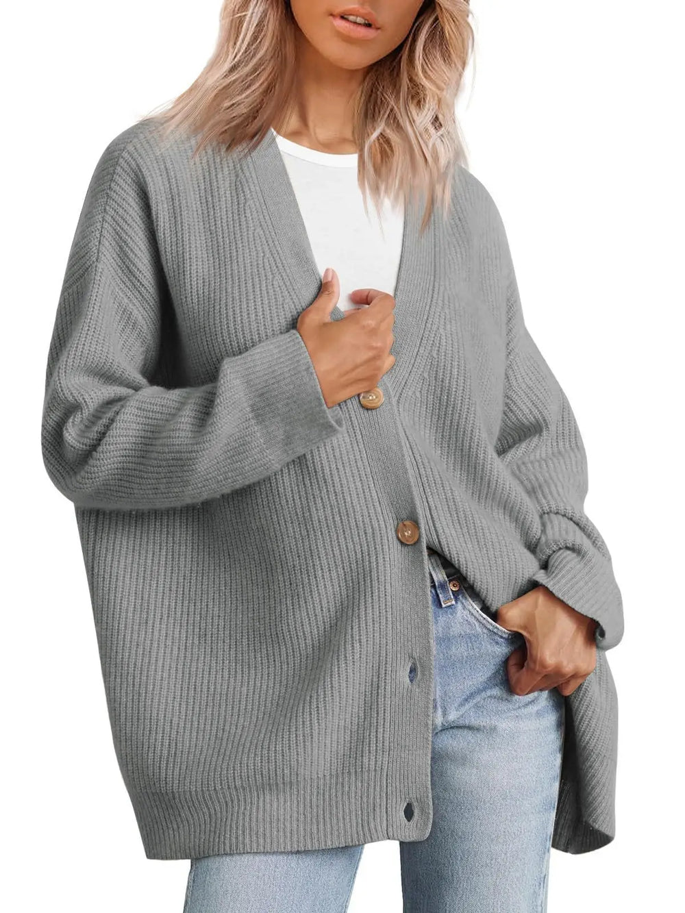 Ladies Cashmere Cardigan with V-neck - Sylvie