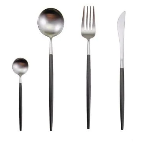 RoyalGlow cutlery set in black-silver