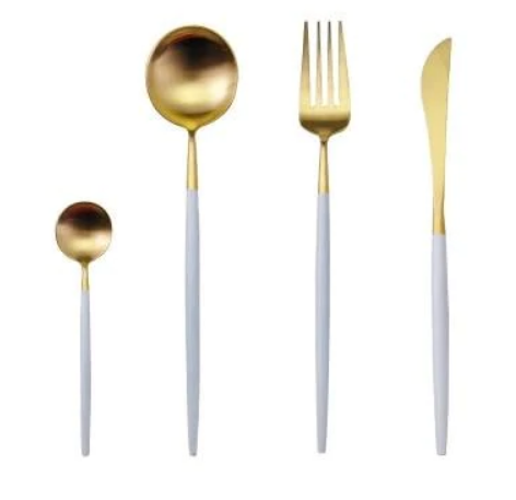 RoyalGlow cutlery set in white-gold