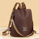 Anti-Theft Laptop Backpack – Water-Resistant Oxford, 3 Carry Options, Brown & Black