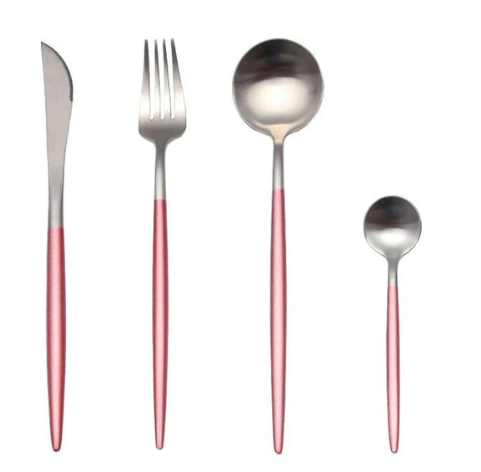 RoyalGlow cutlery set in pink-silver